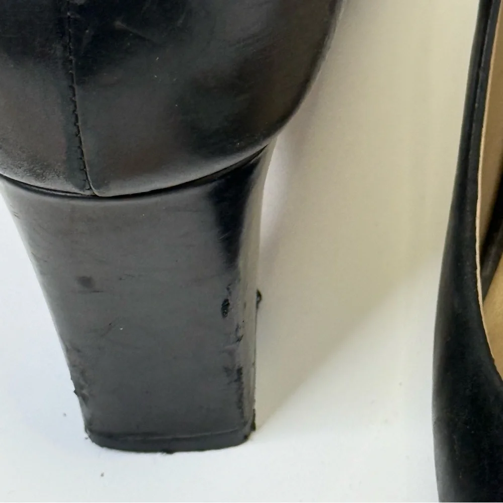 Tory Burch Black and Gold 3 Inch Block Heel with T Signature Logo - Picture 11 of 11